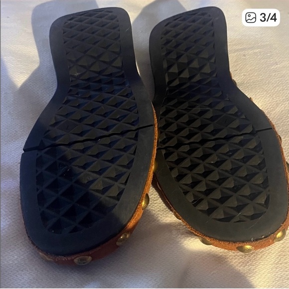 AEROSOLES COGNAC Suede Studded Mules - Picture 3 of 4